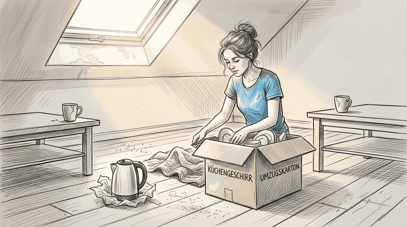A woman unpacking moving boxes in her newly insured apartment.