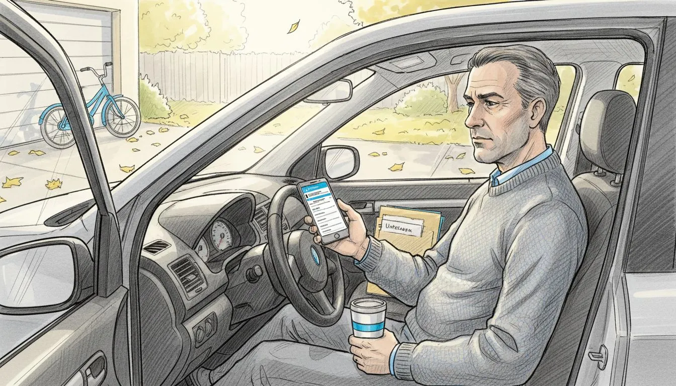 A driver checking the best car insurance options on their smartphone