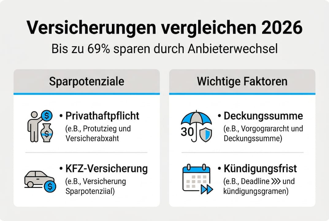 Infografik: So finden Sie die günstigste Versicherung – Ihr Sparpotenzial auf einen Blick