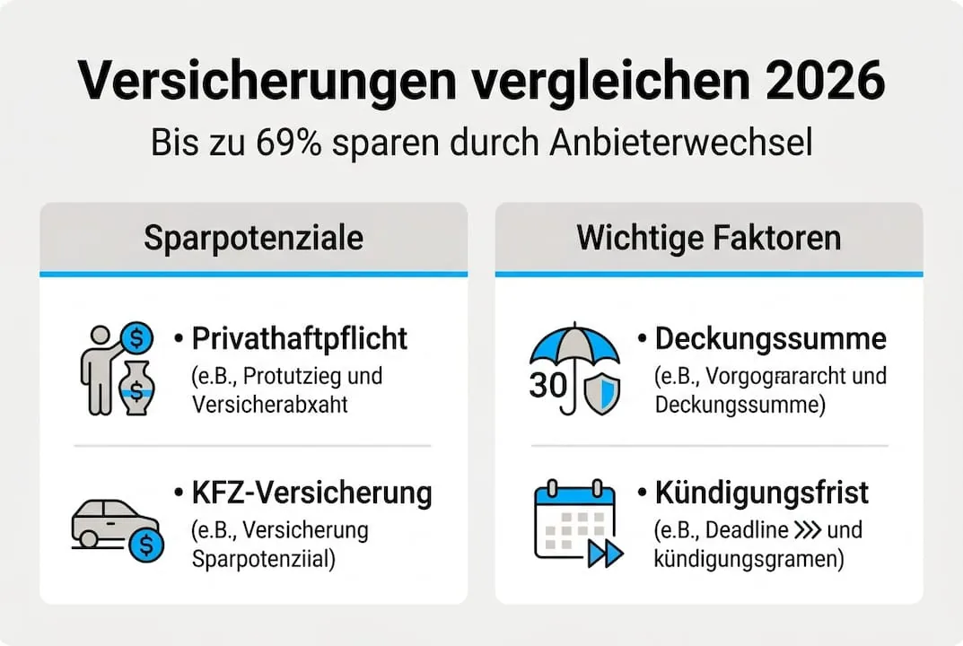 Infografik: So findest du die günstigste Versicherung – dein Sparpotenzial auf einen Blick