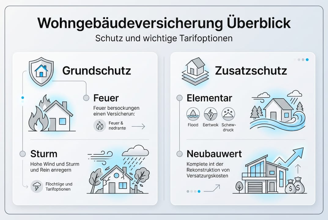 Infografik: Wie Sie Ihr Haus richtig absichern – Möglichkeiten und Leistungen der Wohngebäudeversicherung