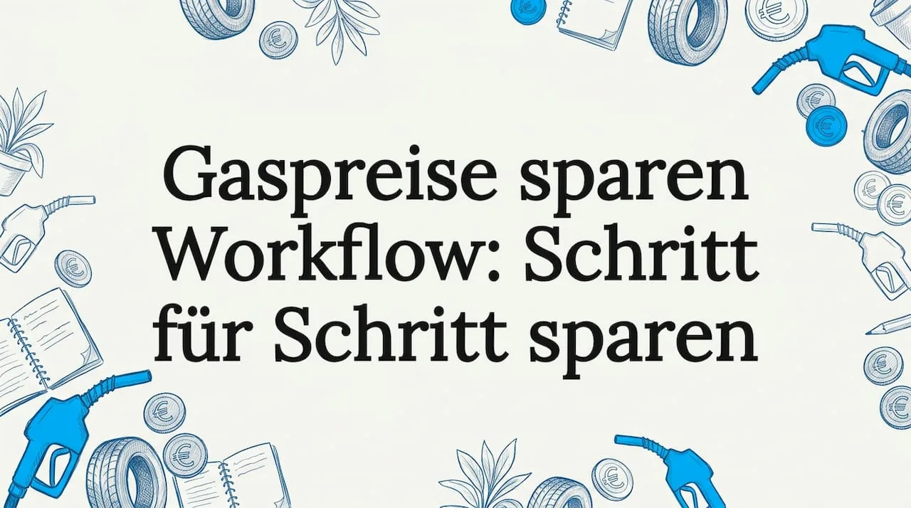 Stylish title graphic with hand-drawn icons around gas saving