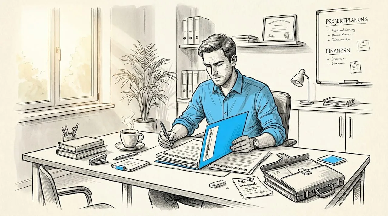 A person reviewing their health insurance documents at the kitchen table