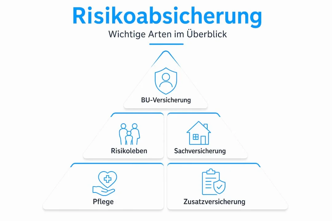 Hierarchy infographic of risk protection types in Germany