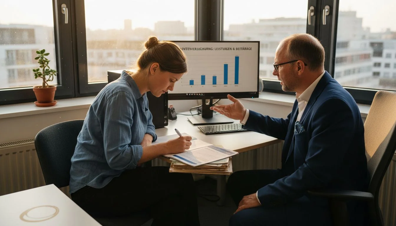 An expat meeting with an insurance advisor at the office