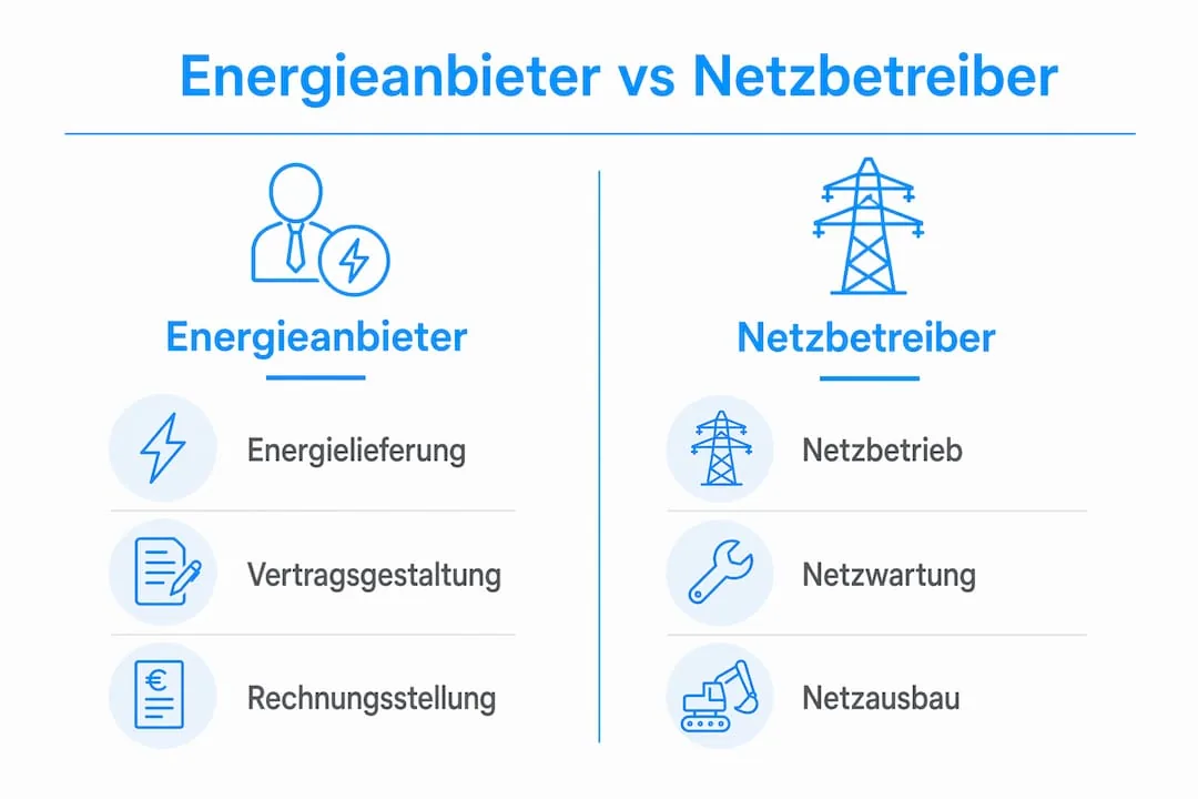 Infographic: differences between electricity providers and grid operators at a glance